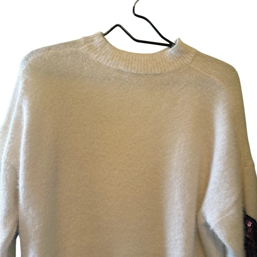 Shop Meko Sweater Womens Sz M Multi Colored Sequin Embellished Cream Sweater - Picture 3 of 4
